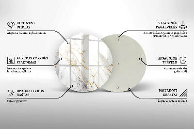 Glasplaat voor grafkaars Licht marmer met goud
