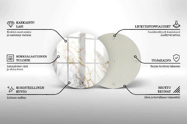 Glasplaat voor grafkaars Licht marmer met goud