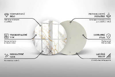 Glasplaat voor grafkaars Licht marmer met goud
