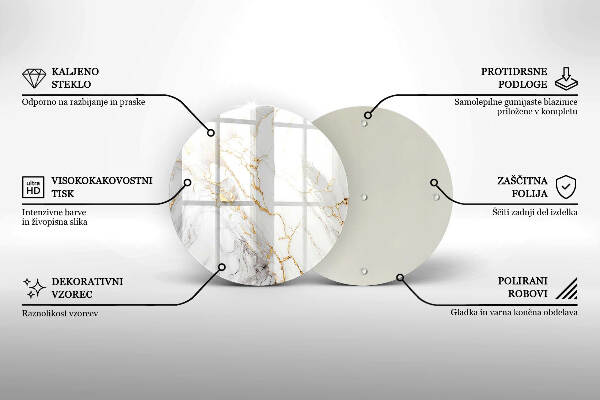 Glasplaat voor grafkaars Licht marmer met goud