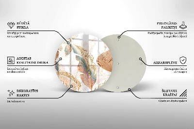 Glasplaat voor grafkaars Boho-veren en -bladeren