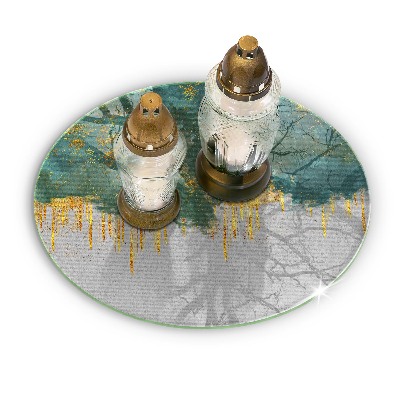 Glasplaat voor grafkaars Abstractie met goud