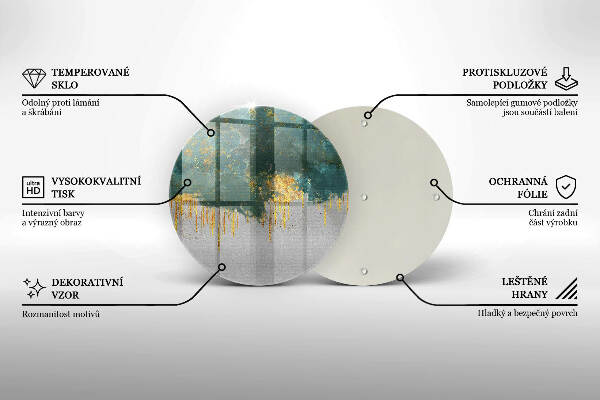 Glasplaat voor grafkaars Abstractie met goud