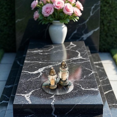 Glasplaat voor grafkaars Abstractie met goud