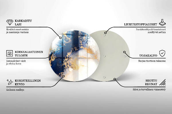 Glasplaat voor grafkaars Abstractie met blauw