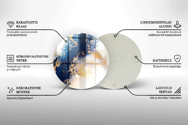 Glasplaat voor grafkaars Abstractie met blauw