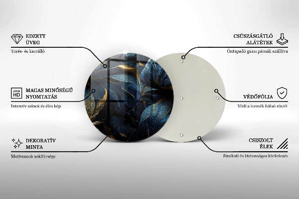 Grafkaars onderzetter Decoratieve bladeren met goud