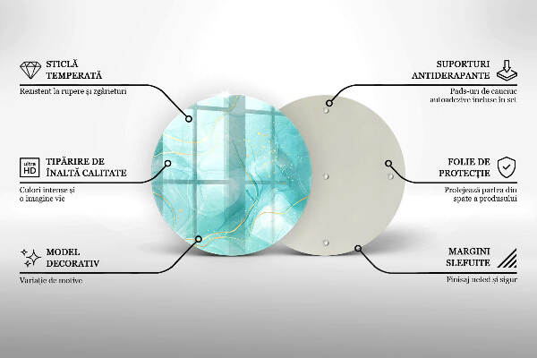 Glasplaat voor grafkaars Blauw en goud abstractie