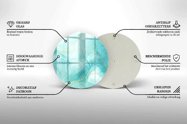 Glasplaat voor grafkaars Blauw en goud abstractie