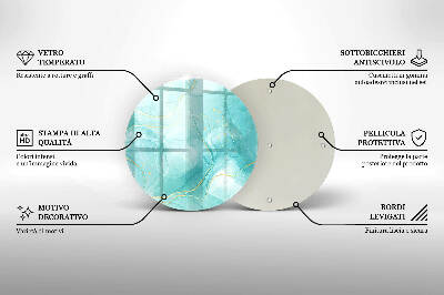 Glasplaat voor grafkaars Blauw en goud abstractie