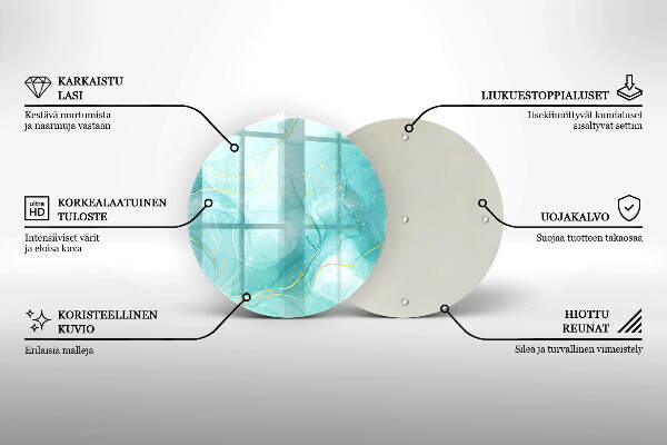 Glasplaat voor grafkaars Blauw en goud abstractie