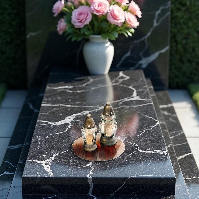 Glasplaat voor grafkaars Houten planken