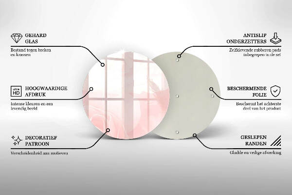 Glasplaat voor grafkaars Achtergrond met pastelkleurige rozen