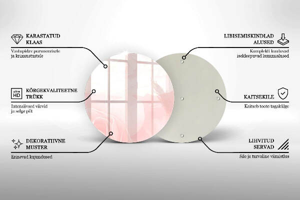 Glasplaat voor grafkaars Achtergrond met pastelkleurige rozen