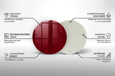 Glasplaat voor grafkaars Bordeauxrode kleur