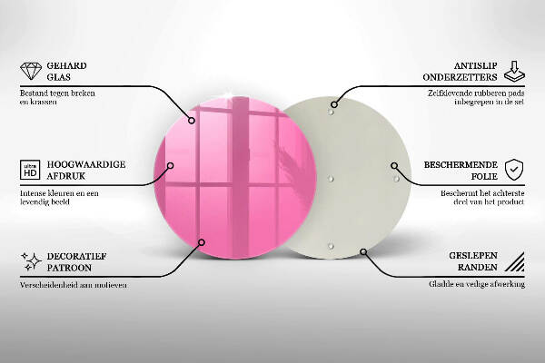 Glasplaat voor grafkaars Roze kleur