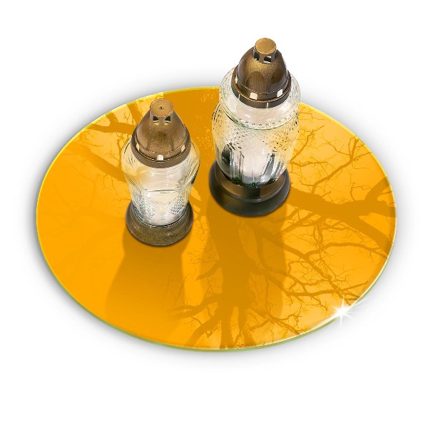 Glasplaat voor grafkaars Donkergele kleur