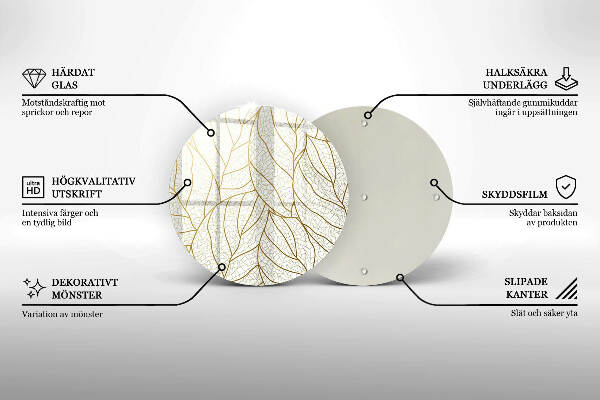Grafkaars onderzetter Lijntekening bladpatroon