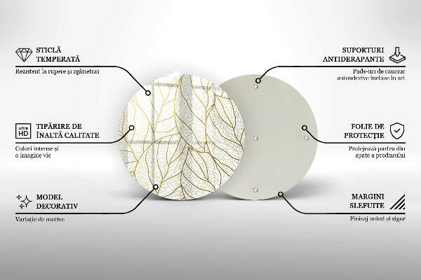 Grafkaars onderzetter Lijntekening bladpatroon