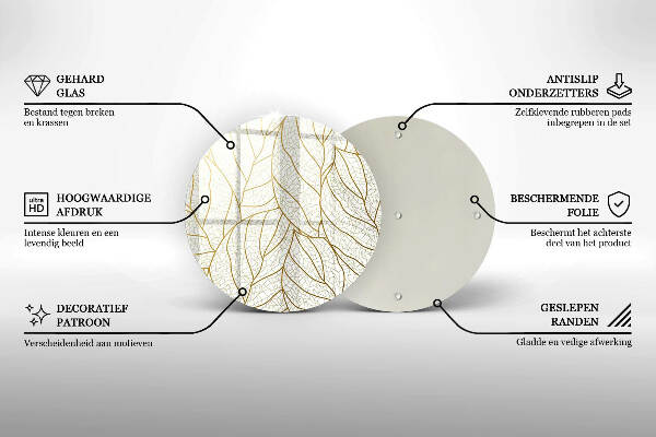 Grafkaars onderzetter Lijntekening bladpatroon