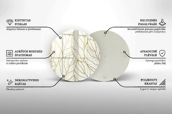 Grafkaars onderzetter Lijntekening bladpatroon