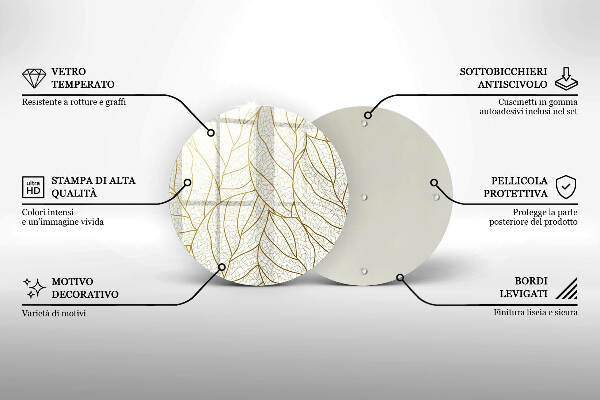 Grafkaars onderzetter Lijntekening bladpatroon