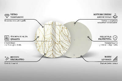 Grafkaars onderzetter Lijntekening bladpatroon