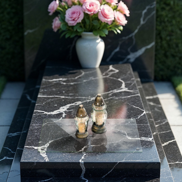 Rechthoekige glasplaat voor grafkaars Transparant