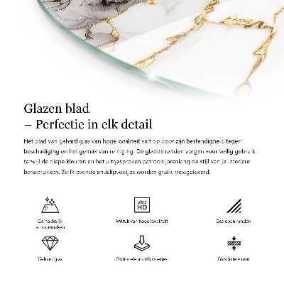 Ronde glazen tafelblad Witte, gladde kleur