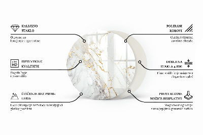 Blat okrągły Elegancki marmur z żyłkami