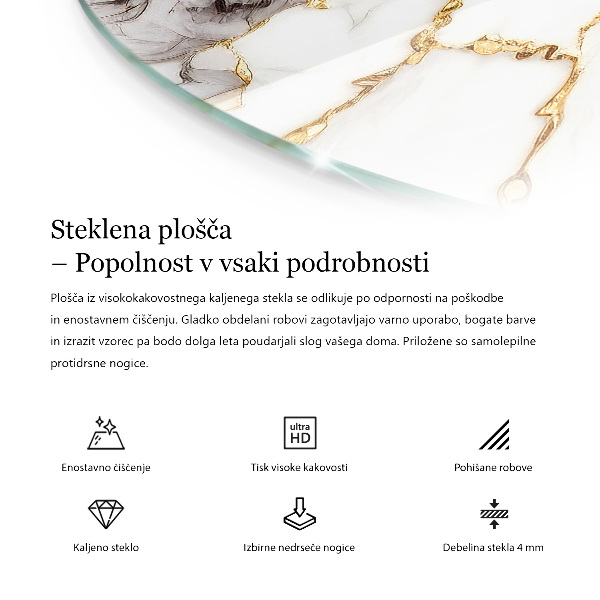 Blat okrągły Wzór marmurowy z żyłkami