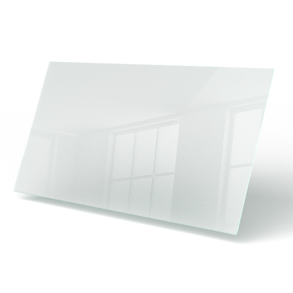 Rechthoekig tafelblad van glas met semitransparant glas