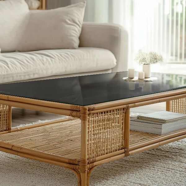 Blat prostokątny Jednolita czerń elegancka