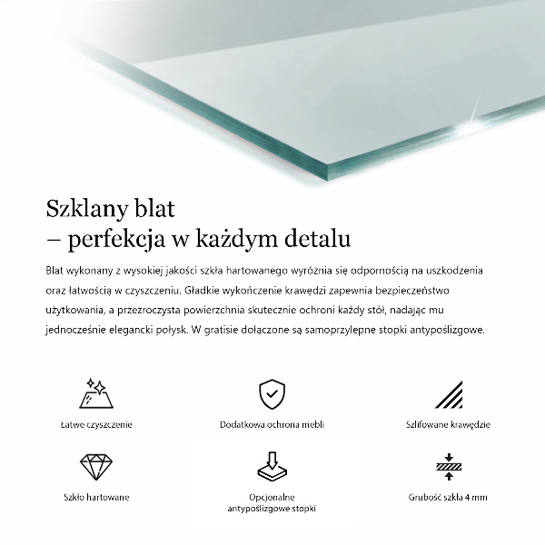 Rechthoekig glazen blad Transparant