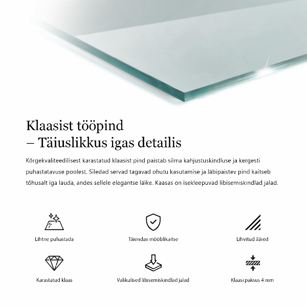 Rechthoekig glazen blad Transparant