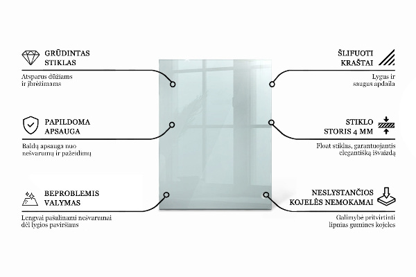 Rechthoekig glazen blad Transparant