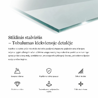 Rechthoekig glazen blad Transparant