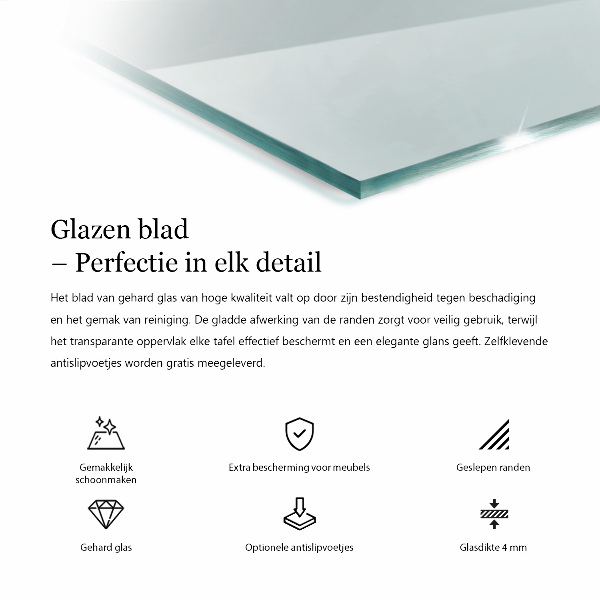 Rechthoekig glazen blad Transparant