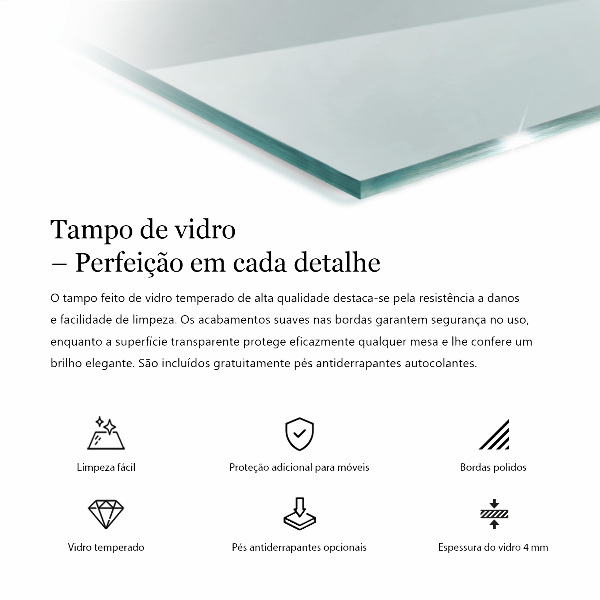 Rechthoekig glazen blad Transparant