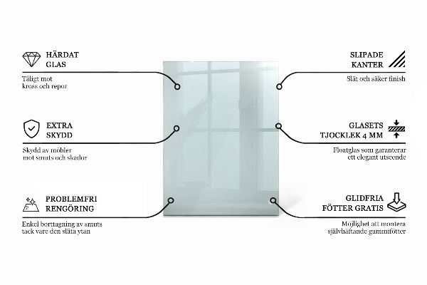 Rechthoekig glazen blad Transparant