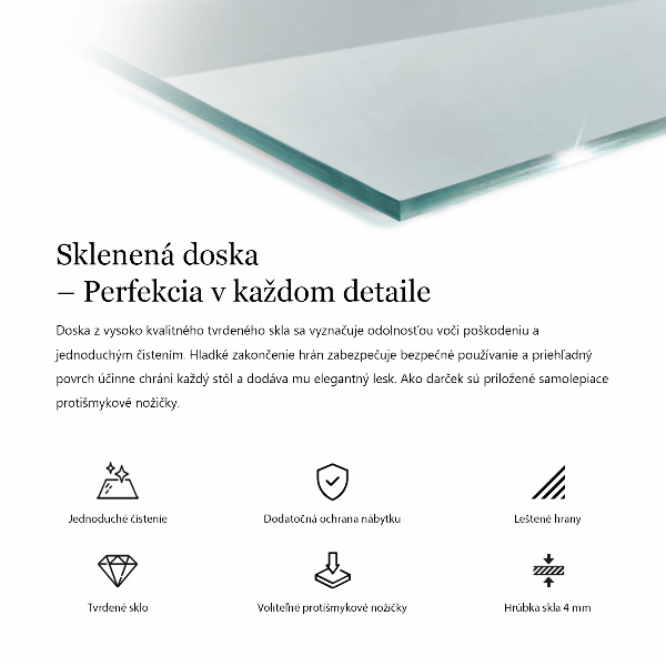 Rechthoekig glazen blad Transparant