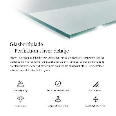 Rechthoekig glazen blad Transparant