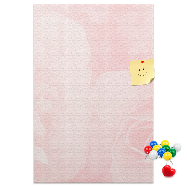 Kurk bedrukken met fijne roze rozen op de achtergrond