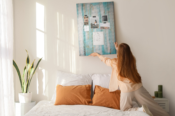 Kurk met bedrukking houtstructuur in blauwe tinten
