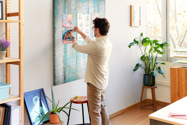 Kurk met bedrukking houtstructuur in blauwe tinten