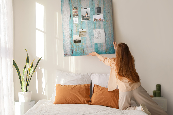 Kurk met bedrukking houtstructuur in blauwe tinten