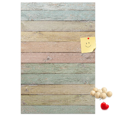 Memobord van kurk in rustieke pastelkleuren