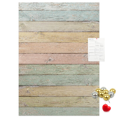 Memobord van kurk in rustieke pastelkleuren