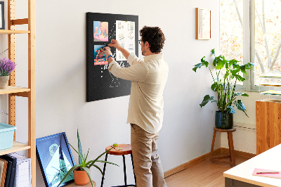 Kurken prikbord met geometrische vormen in een minimalistische stijl