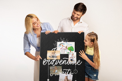 Memobord van kurk met opdruk Tijd voor een avontuur in het donker